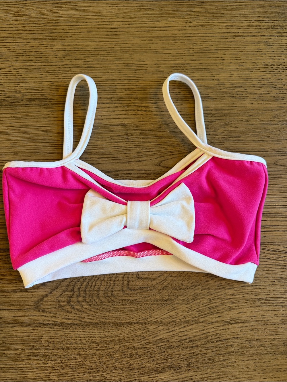 Girls Pink and White Bow Dance Top